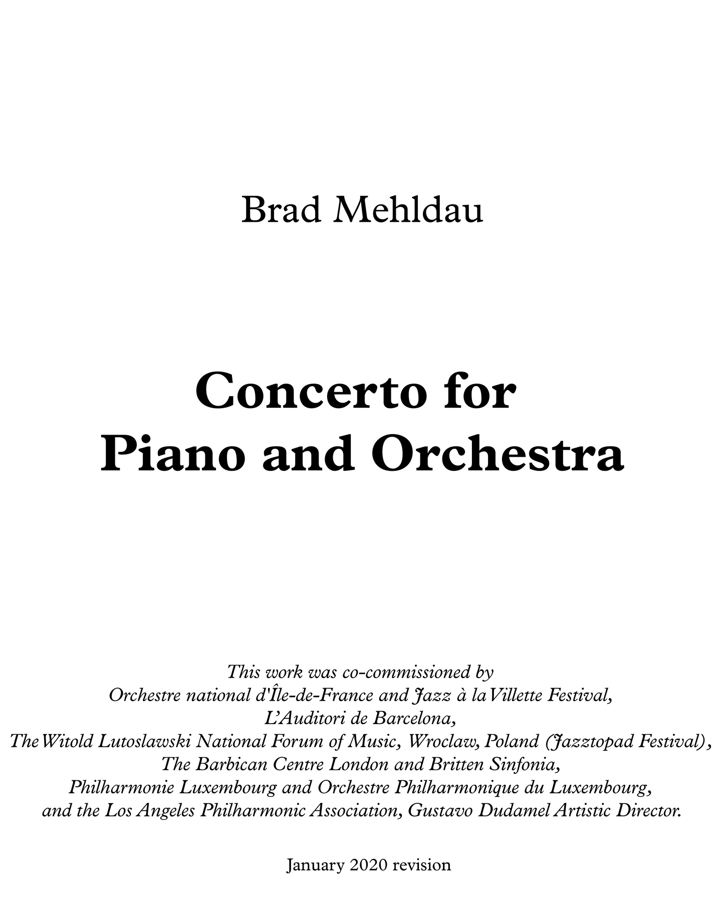 Concerto for Piano and Orchestra