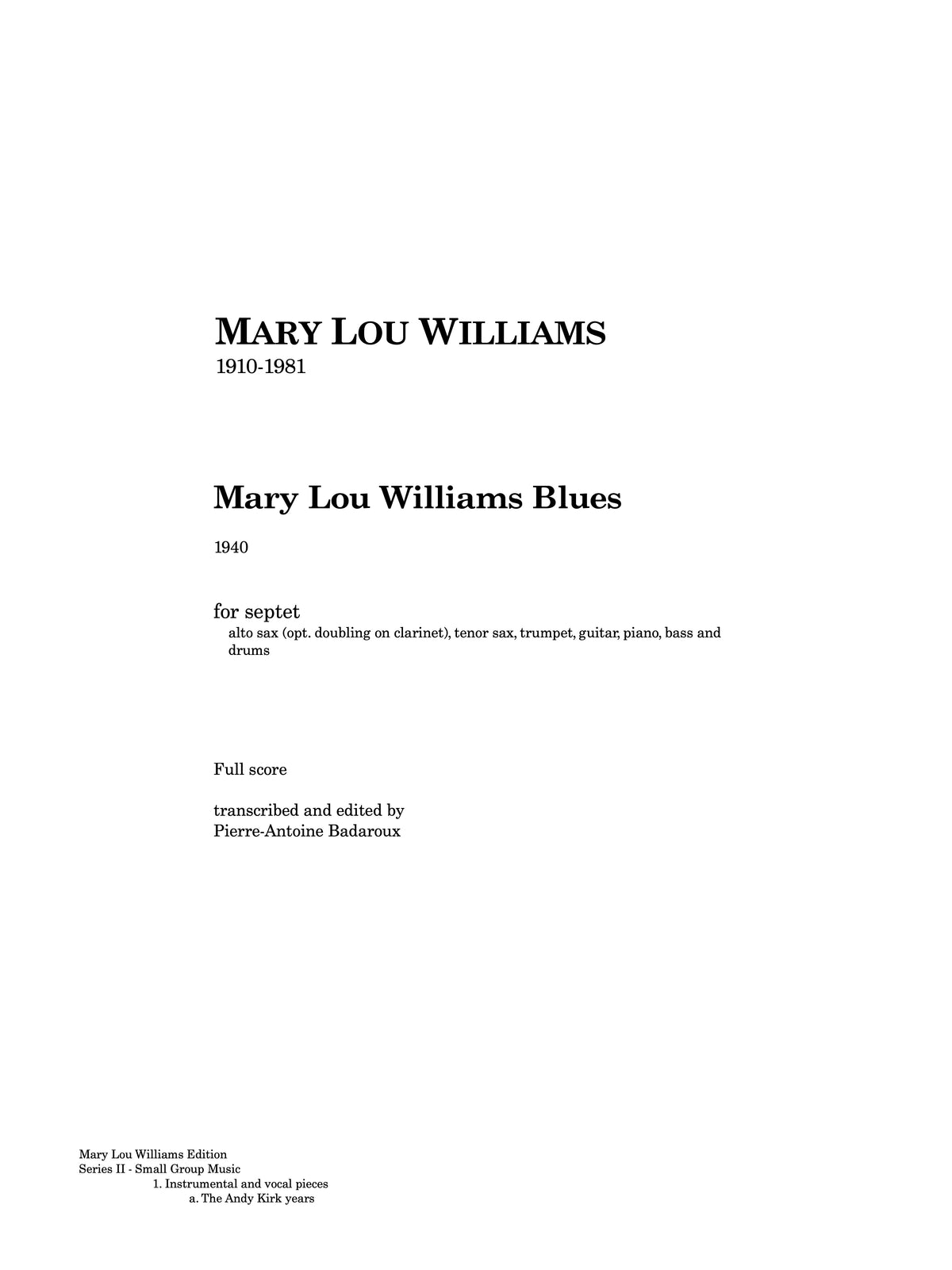 II.1_a - Mary Lou Williams Blues (1940)